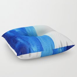 Blue Watercolor Landscape Floor Pillow