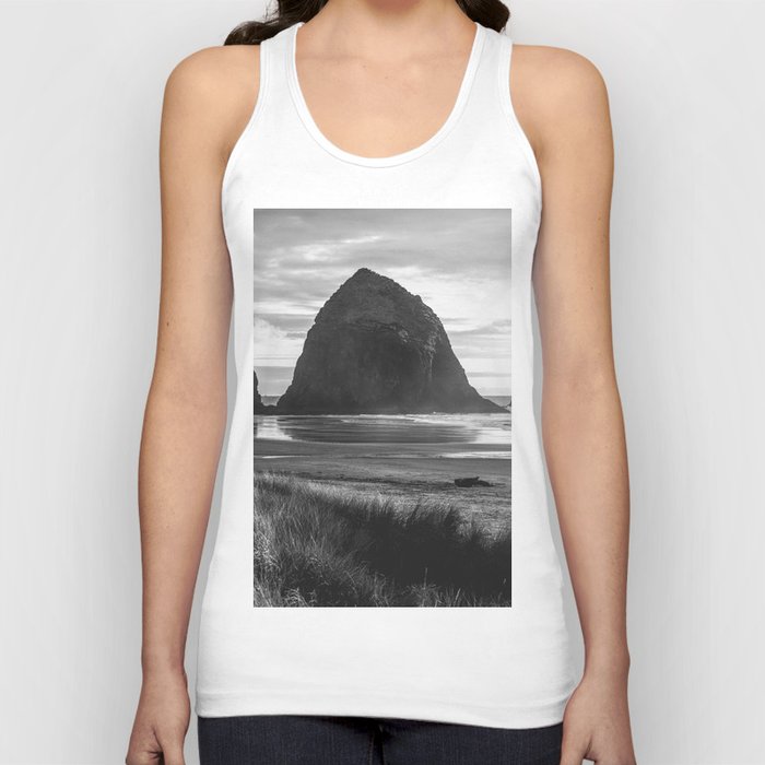 Cannon Beach Sunset - Black and White Nature Photography Tank Top