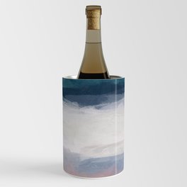 Lullaby Waves III - Dark Teal Blue White Pink Light Blue Modern Art, Ocean Waves Nursery Beach Wine Chiller