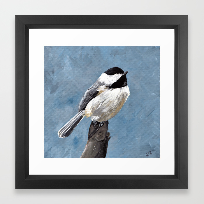 Chickadee Original Acrylic Art On Canvas Bird Painting Chickadee