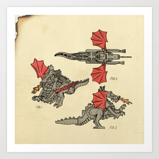 Lego Dragon Art Print