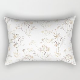 Watercolor Lovely Wildflowers Bouquets Pattern Rectangular Pillow