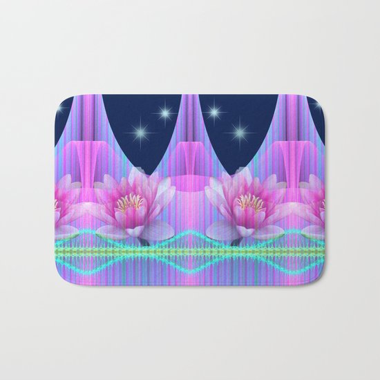 Magical night with Lotus flowers Bath Mat