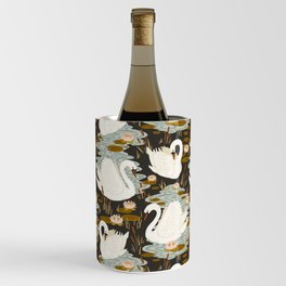 Swan Dance Pattern in Charcoal Background Wine Chiller