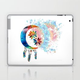 Colorful Moon Flowers - Native American Art Laptop Skin