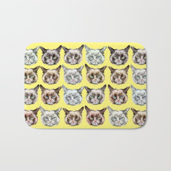 Cats Cats Cats on Yellow Bath Mat