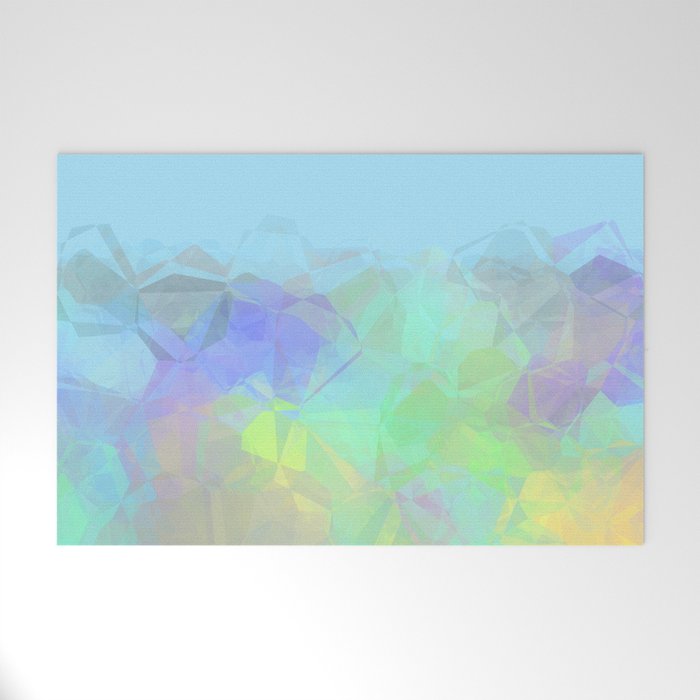 Colorful polygonal shapes on blue background Welcome Mat