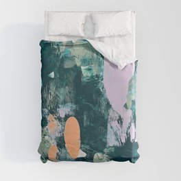 Sugar and Flowers: a pretty abstract acrylic painting in blues greens and lavender  Duvet Cover