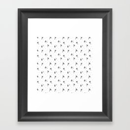 Dark Grey Doodle Palm Tree Pattern Framed Art Print