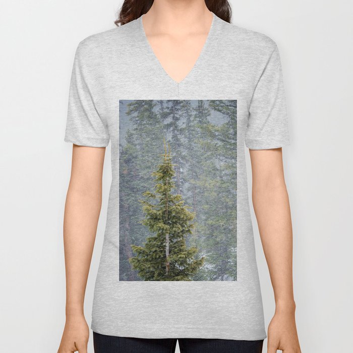 Winter Trees in Colorado V Neck T Shirt