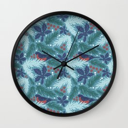 Christmas Xmas Floral Pattern Wall Clock