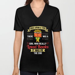 Book Girl Reading Women Bookworm Librarian Reader V Neck T Shirt