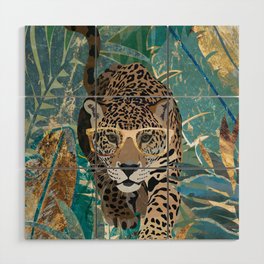 Jaguar in the golden jungle Wood Wall Art