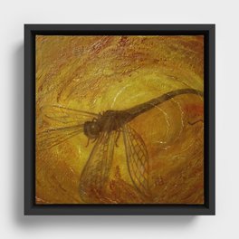 Dragonfly in Amber Framed Canvas