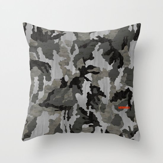 Modern Woodgrain Camouflage / Winter Birch Woodland Print Throw Pillow