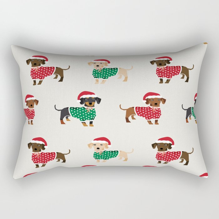 Dachshund christmas sweater holiday santa hat doxie dachsie lovers Rectangular Pillow
