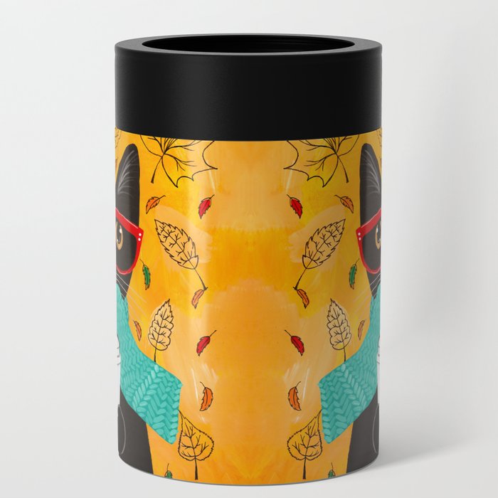 Autumn Black Coffee Cat Can Cooler