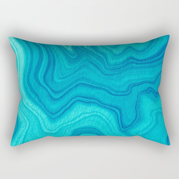 Turquoise Blue Liquid Marble Abstract Rectangular Pillow by ...