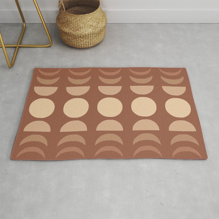 Moon Phases 2 in Shades of Terracotta and Beige Rug