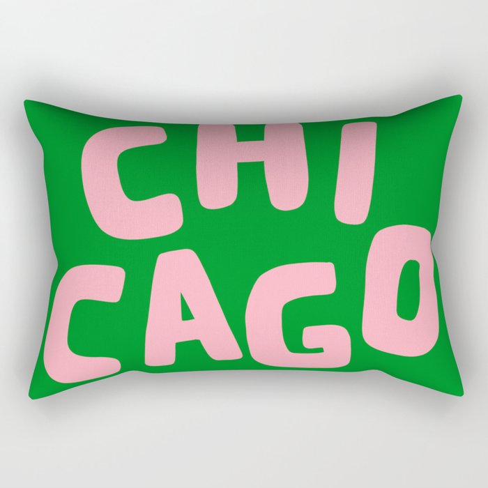 Chicago Green & Pink Rectangular Pillow