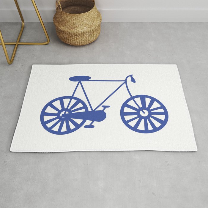 Bike Lover Cyclist Blue Print Pattern Rug