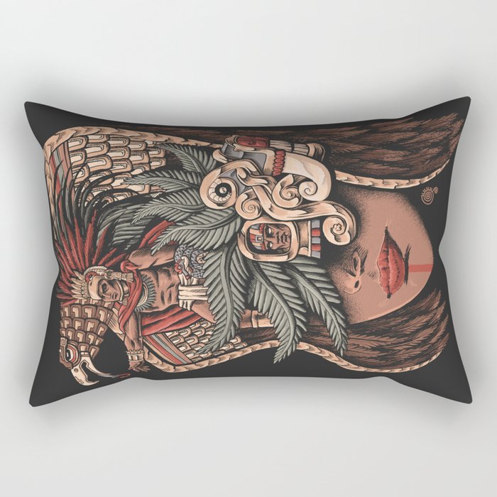 Aztec Eagle Warrior Rectangular Pillow