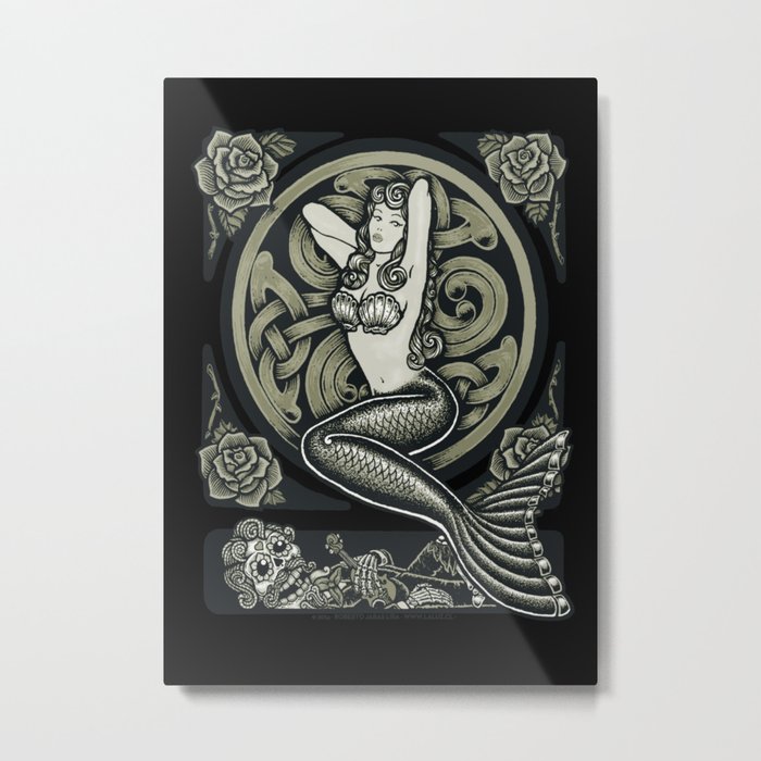 Vintage Classic Mermaid Pinup Metal Print