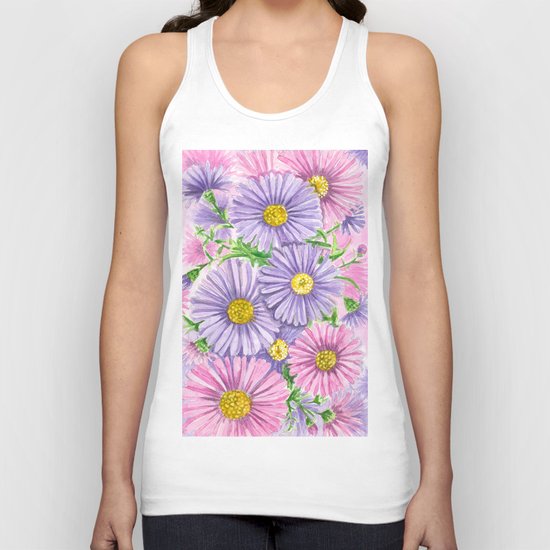 Pink and purple flowers Unisex Tank Top