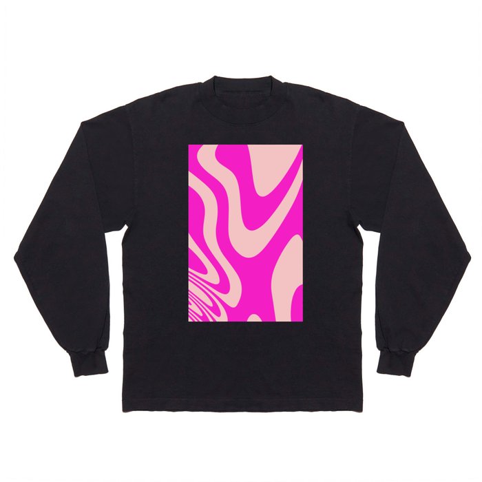 Magenta and Pink Zebra Abstract Marble Pattern Design Long Sleeve T Shirt