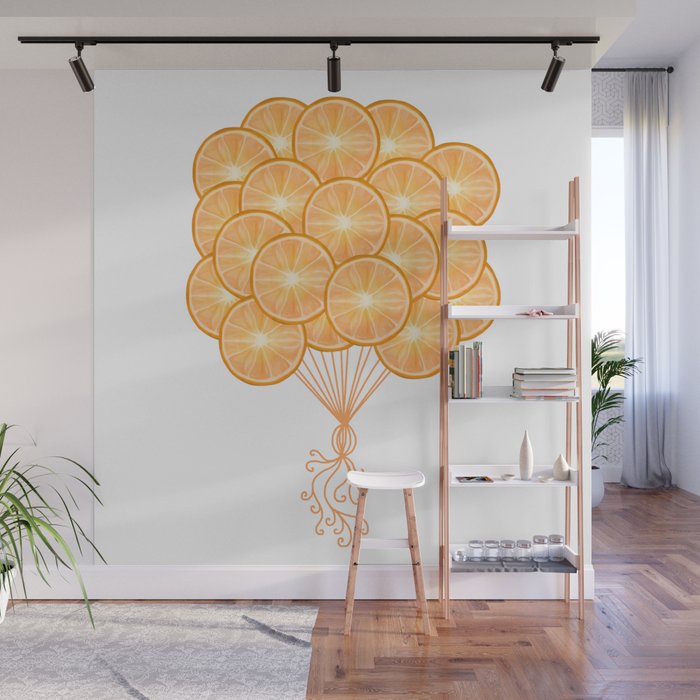 Sweet Orange Citrus Balloons Wall Mural