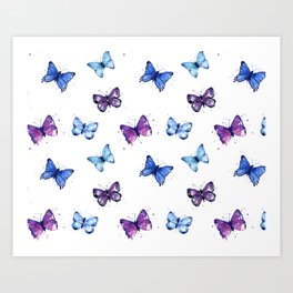 Butterfly Pattern Blue Purple Art Print