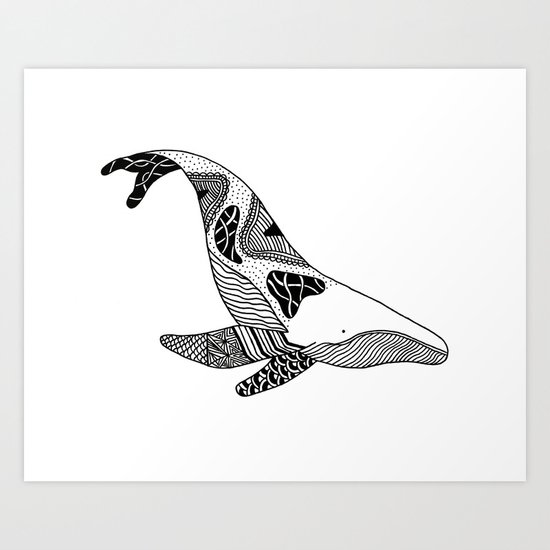 Patchwork Whale Art Print