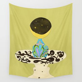 Moon Vase Wall Tapestry | Bohemian, Vase, Sixties, Digital, Universe, Curated, Retro, Watercolor, Vintage, Pattern 
