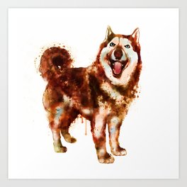 Husky Dog Watercolor Painting Art Print
