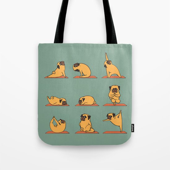 Pug Yoga Tote Bag by Huebucket | Society6