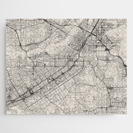 USA, Riverside City Map - Black and White Jigsaw Puzzle