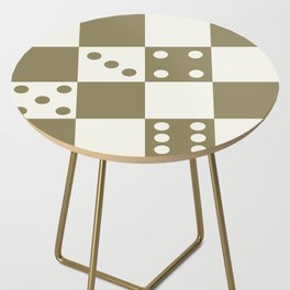 Checkered Dice Pattern (Milk Beige & Deep Muted Khaki Color Palette) Side Table