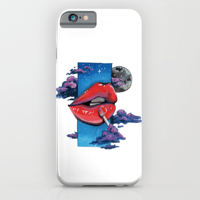 Red lip gloss on white iPhone Case