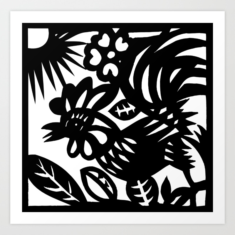 Rooster Zodiac Paper Cutting Funny Nursery Cartoon Drawing Design Art Print By Themingdesigns Society6,Line Drawing Portrait Artists