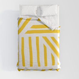 bright yellow abstract stripes design Duvet Cover