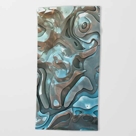 Abstract Metallic Layers Beach Towel