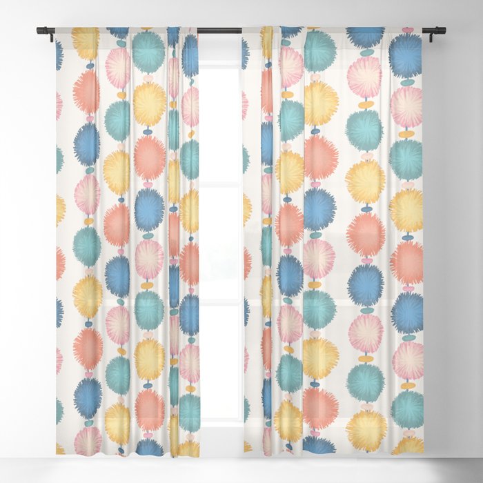 Party Pompoms Decoration Sheer Curtain By Sandrahutter Society6
