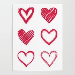 Hearts Doodle Poster