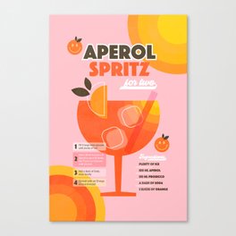 Retro Cocktail Nº1 Aperol Spritz Canvas Print