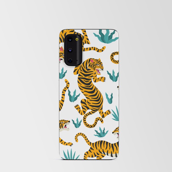 Asian tigers and tropic plants on background. Android Card Case | Painting, Animal, Art, Beast, Beautiful, Bengal, Cover, Cute, Design, Drawing