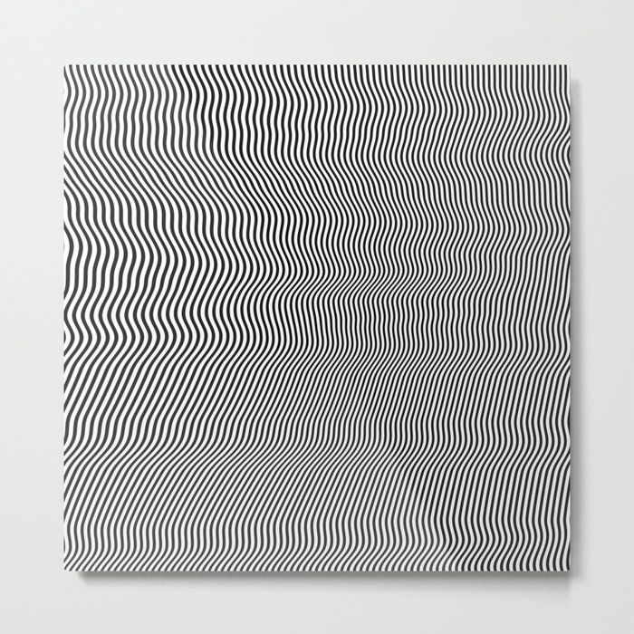 Black minimalist liquid lines Metal Print
