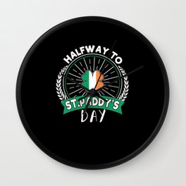 Leprechaun Shamrock Halway To Saint Patrick's Day Wall Clock
