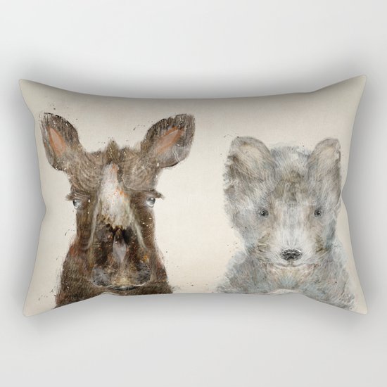 the little wolf and little moose Rectangular Pillow
