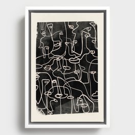 abstract line art faces 4 Framed Canvas