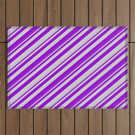 [ Thumbnail: Dark Violet and Light Gray Colored Lines Pattern Outdoor Rug ]